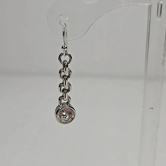 Lia Sophia Drop Sparkle Silver Chain Link Earrings - Picture 7 of 9